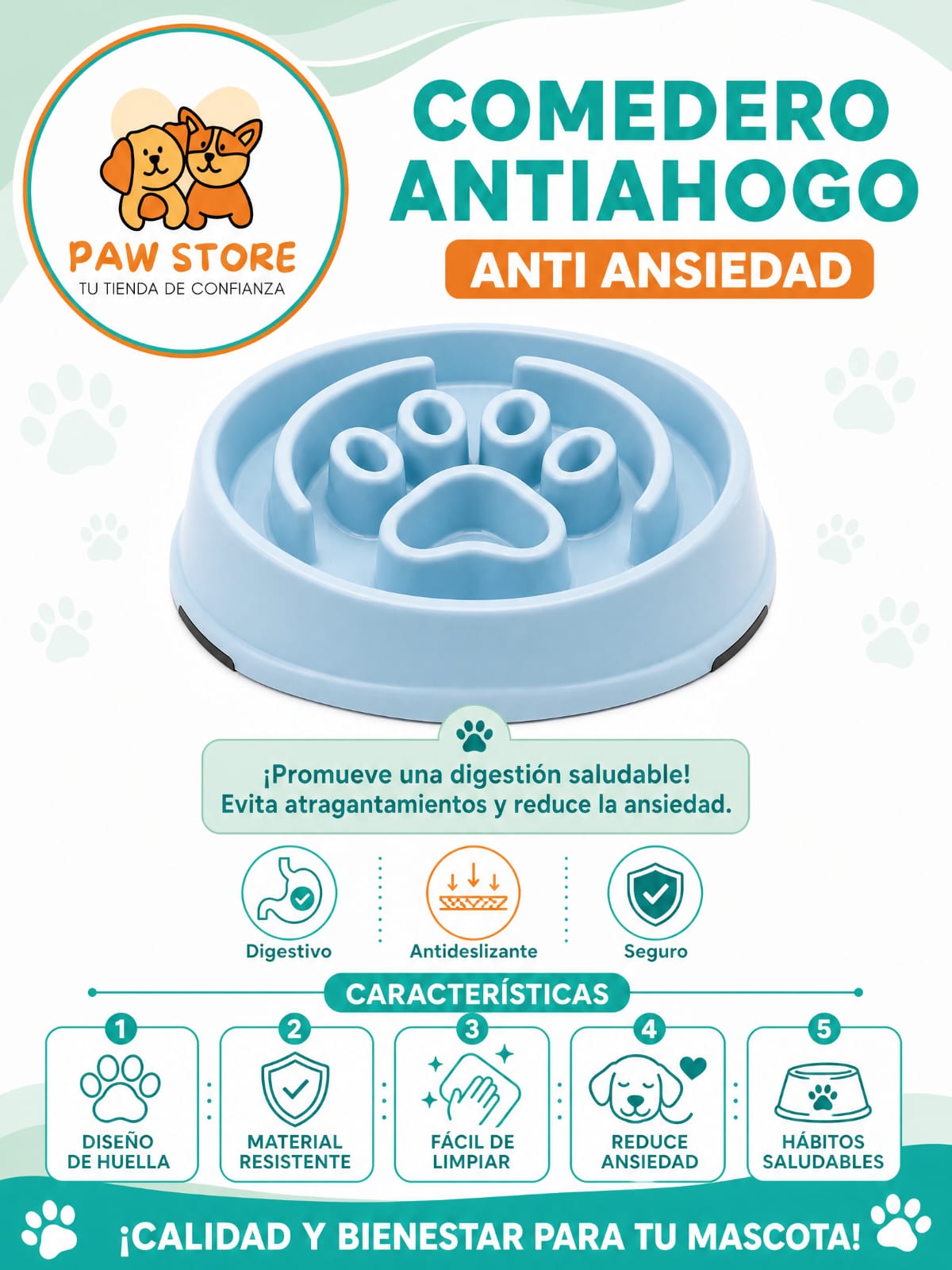 Comedero antiahogo mascotas